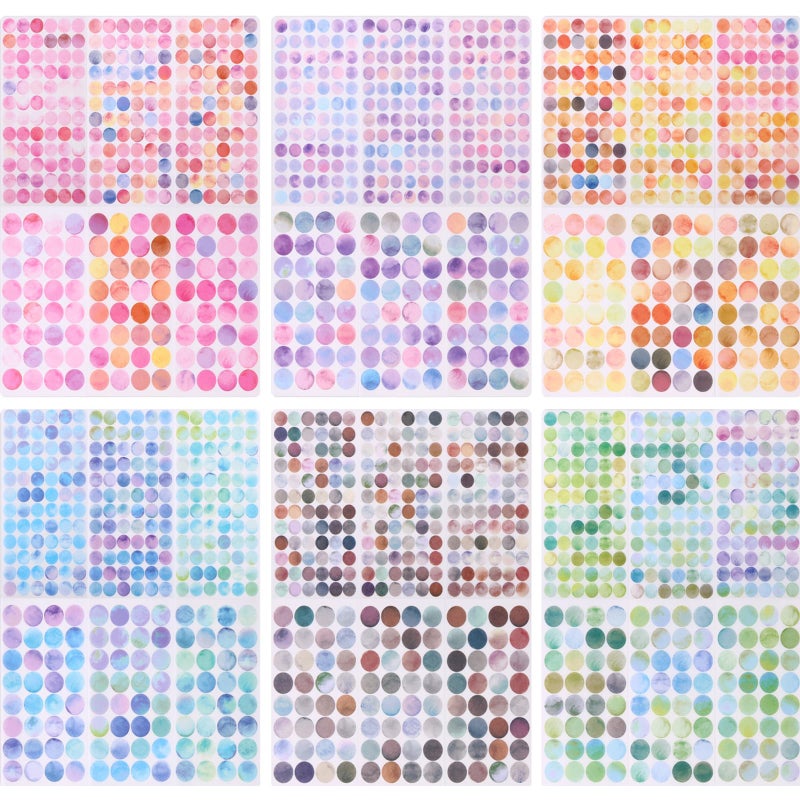 GINCEVHY 36 Sheets 1872 Pcs Washi Dot Stickers 8mm13mm Colorful Circles Stickers Monet Garden Style Decorative Sticker Dots for Scrapbooking Planners Envelope Crafting - Image 3