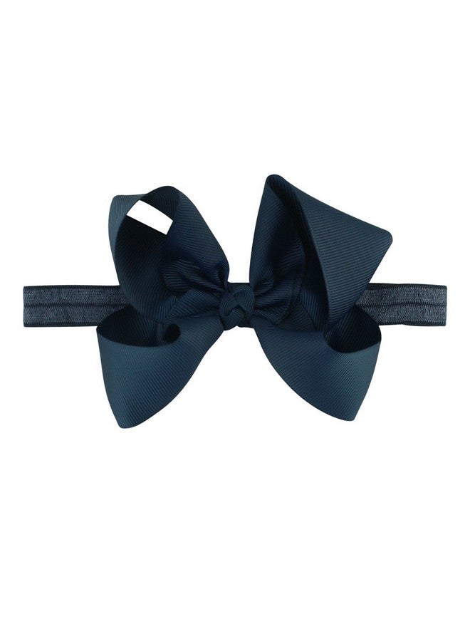 RuffleButts Girls Navy Bow Headband - One Size - Image 1