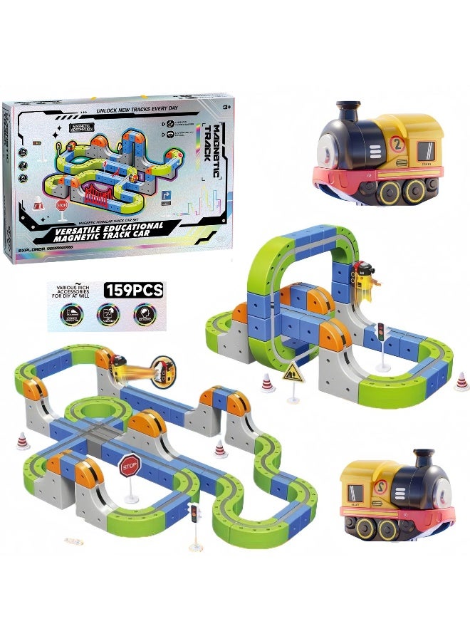 Magni Mates 159-Piece DIY Magnetic Levitation Track Set – Anti-Gravity Maglev Train Toy with Rechargeable Battery & USB Charger – 3D Loop Coaster Building Kit for Kids Ages 3+ - Image 1