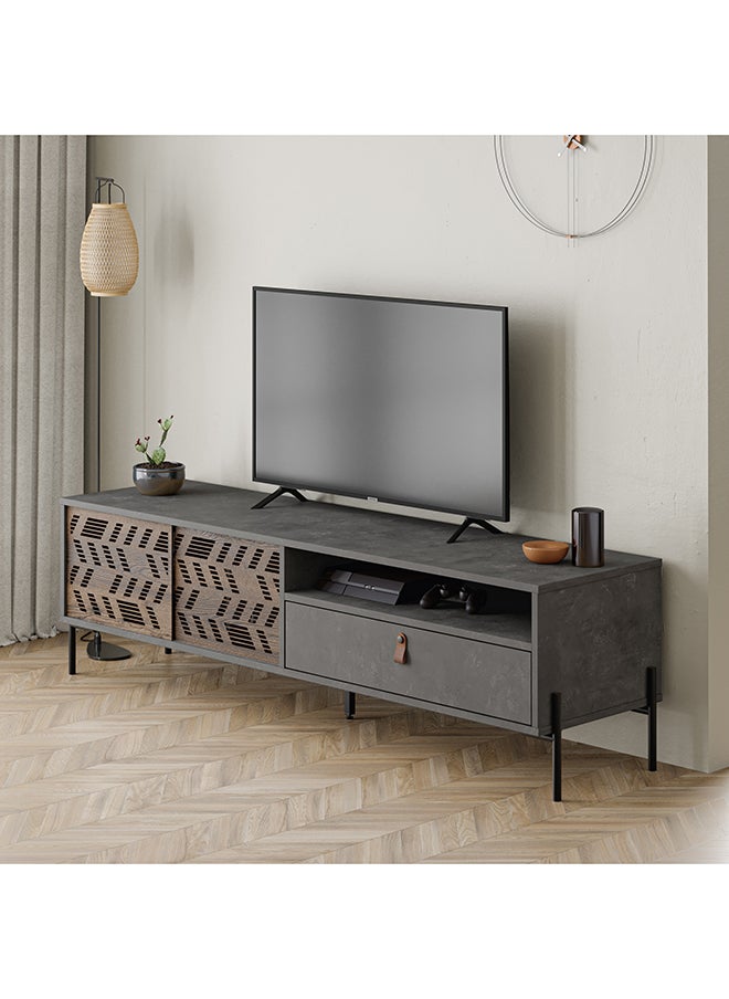 Mourah Home - Dionysos Tv Stand Up To 70 Inches With Storage - Grey - 2 Years Warranty - Image 1