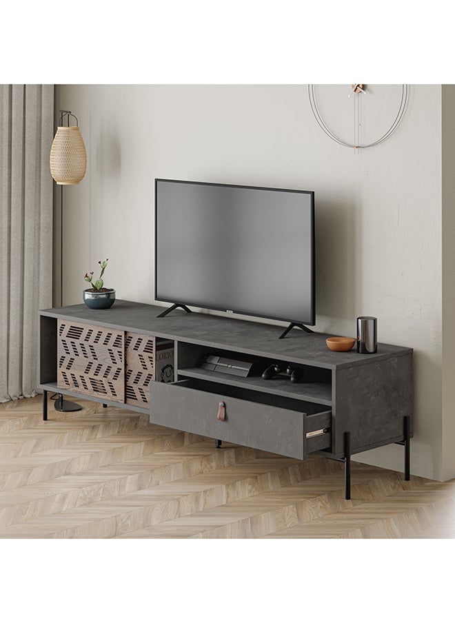 Mourah Home - Dionysos Tv Stand Up To 70 Inches With Storage - Grey - 2 Years Warranty - Image 1