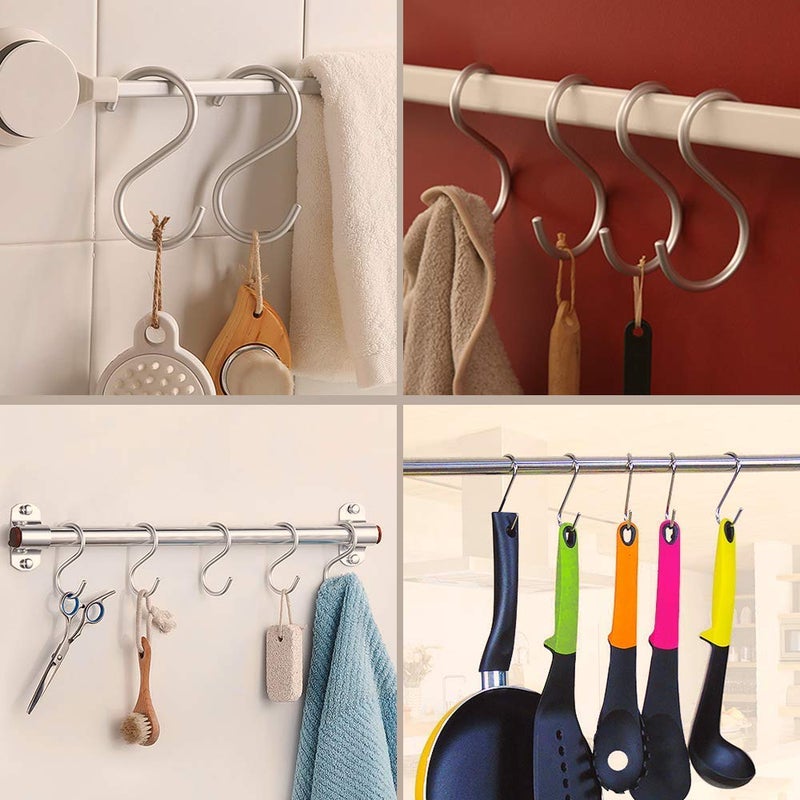 Cliffton Cliffton Pack of 18 Pcs Heavy Duty S Hooks for Hanging S Shaped Hooks for Hanging S Hooks for KitchenClothesOffice Steel S HooksCloth Hanger Hook Pack of 18425 inches - Image 4
