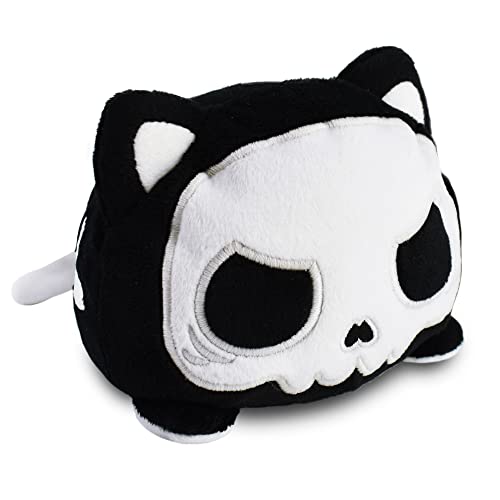 TeeTurtle The Original Reversible Cat Plushie White Skeleton Glows in the Dark Cute Sensory Fidget Stuffed Animals That Show Your Mood Perfect for Halloween 4 inch - Image 1