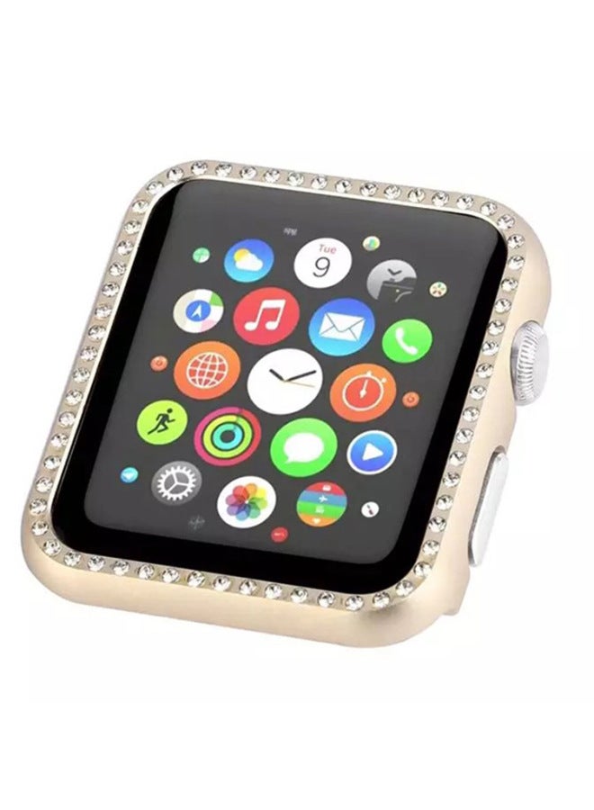 Applicable To For AppleWatch4 Representative Frame For AppleWatch Rhinestone Watch Frame For AppleWatch Drop-resistant Cover-Color:Champagne Gold-Appearance Size:42/44mm
