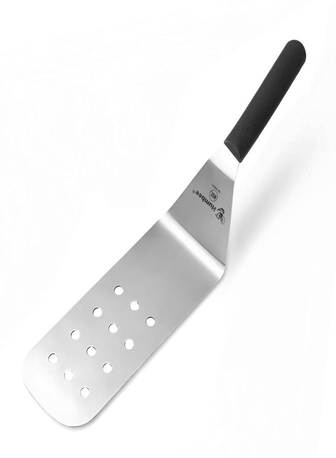 Humbee 9" x 3" Perforated Rounded Edge Turner, Dishwasher Safe NSF, Shovel Black - Image 1