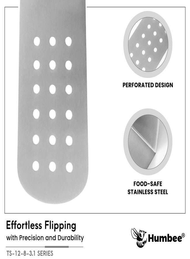 Humbee 9" x 3" Perforated Rounded Edge Turner, Dishwasher Safe NSF, Shovel Black - Image 4