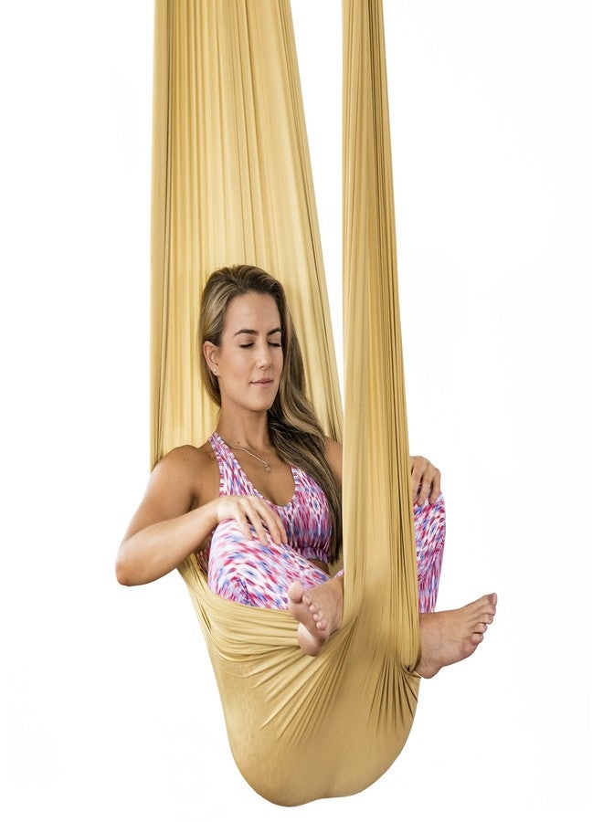 HEALTHYMODELLIFE PINC Active Silk Aerial Yoga Swing & Hammock Kit for Improved Yoga Inversions, Flexibility & Core Strength - Gold - Image 1