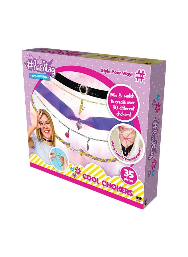 Hashtag Cool Choker Craft Kit – Design 35 Trendy Chokers with Beads, Charms, Lace & Chains for Girls (Age 6+) - Image 2