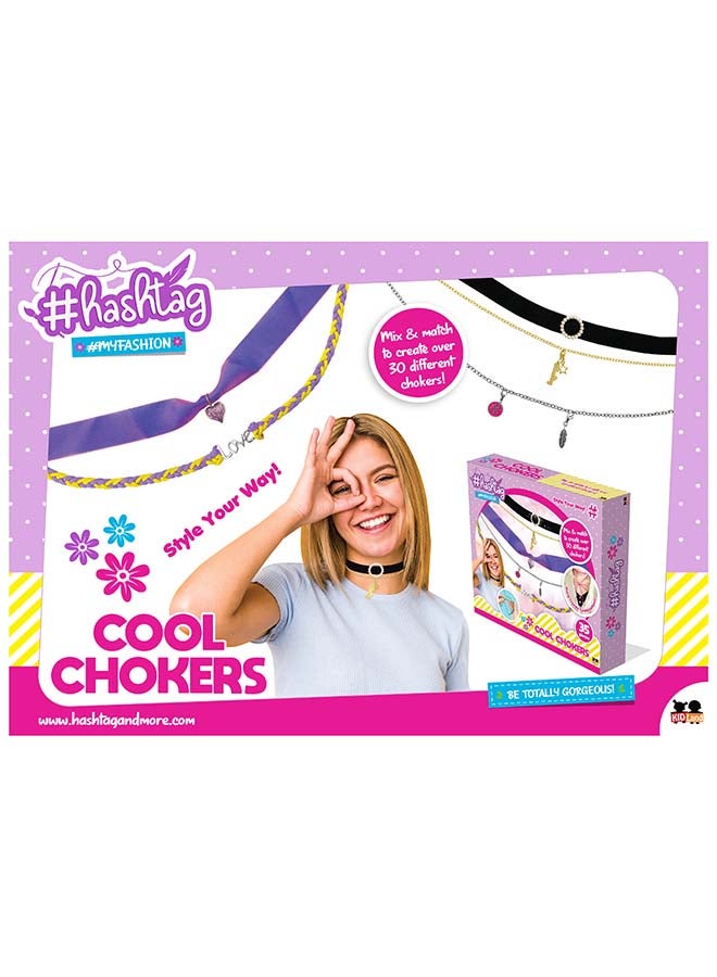 Hashtag Cool Choker Craft Kit – Design 35 Trendy Chokers with Beads, Charms, Lace & Chains for Girls (Age 6+) - Image 4