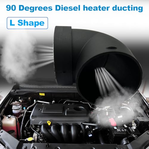Cotonlake Diesel Air Heater Duct Connector75mm3inch LShape Elbow Ducting Pipe Outlet Connector for Diesel Air Parking Caravan HeatersBlack Plastic - Image 3