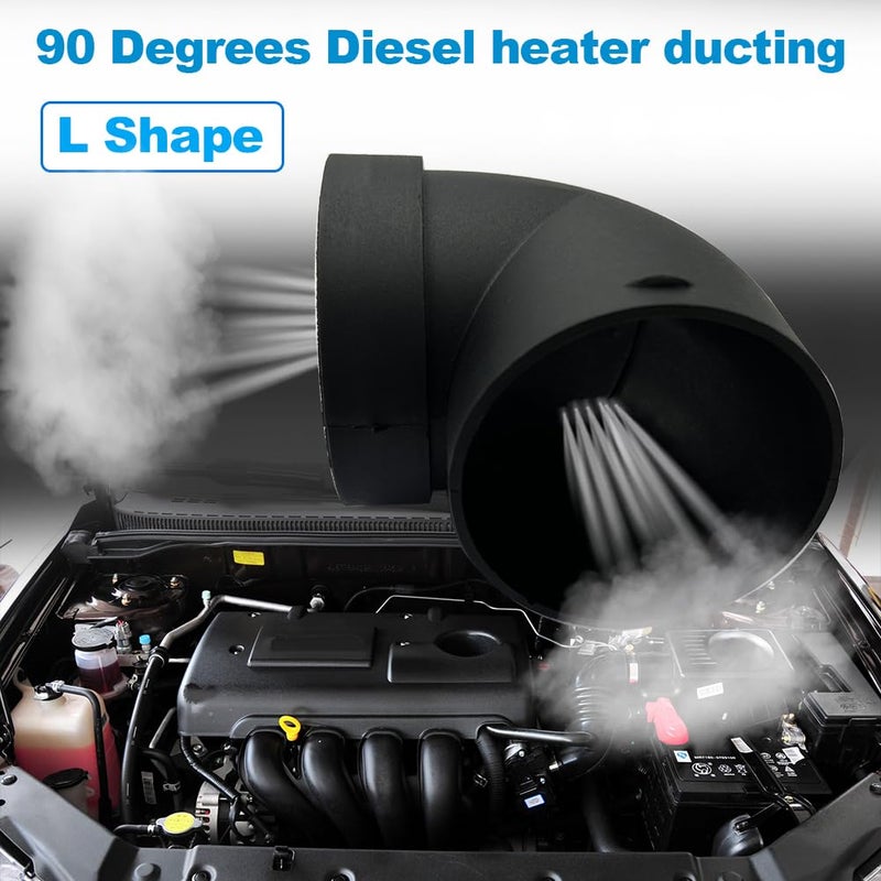 Cotonlake Diesel Air Heater Duct Connector75mm3inch LShape Elbow Ducting Pipe Outlet Connector for Diesel Air Parking Caravan HeatersBlack Plastic - Image 4