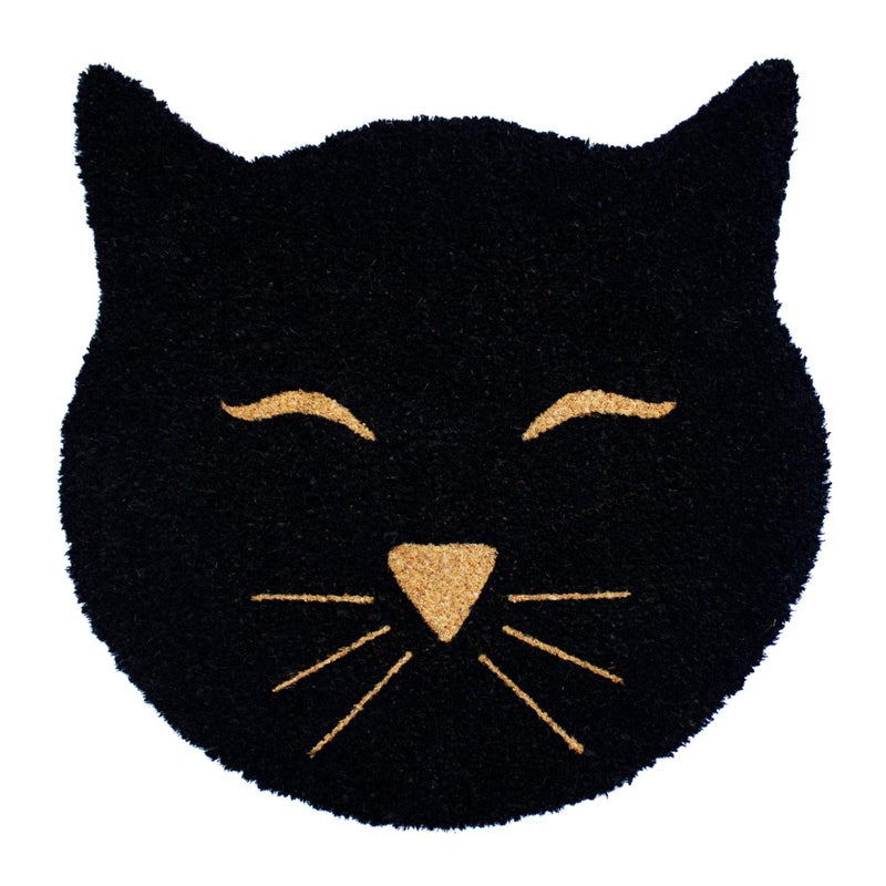 Rugsmith Black Tufted Cat Head Coir Doormat 20 x 20