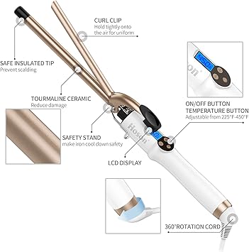 Hoson 13mm Hair Curling Tongs Professional Hair Curler Iron for Long Short Hair Ceramic Tourmaline Curl Wand Barrel - Image 5
