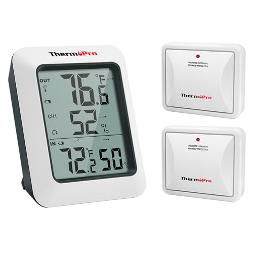 ThermoPro TP60-2 Digital Hygrometer Indoor Outdoor Thermometer Wireless Temperature and Humidity Gauge Monitor Room Thermometer with 500ft/150m Range Humidity Meter - Image 1