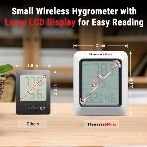 ThermoPro TP60-2 Digital Hygrometer Indoor Outdoor Thermometer Wireless Temperature and Humidity Gauge Monitor Room Thermometer with 500ft/150m Range Humidity Meter - Image 4