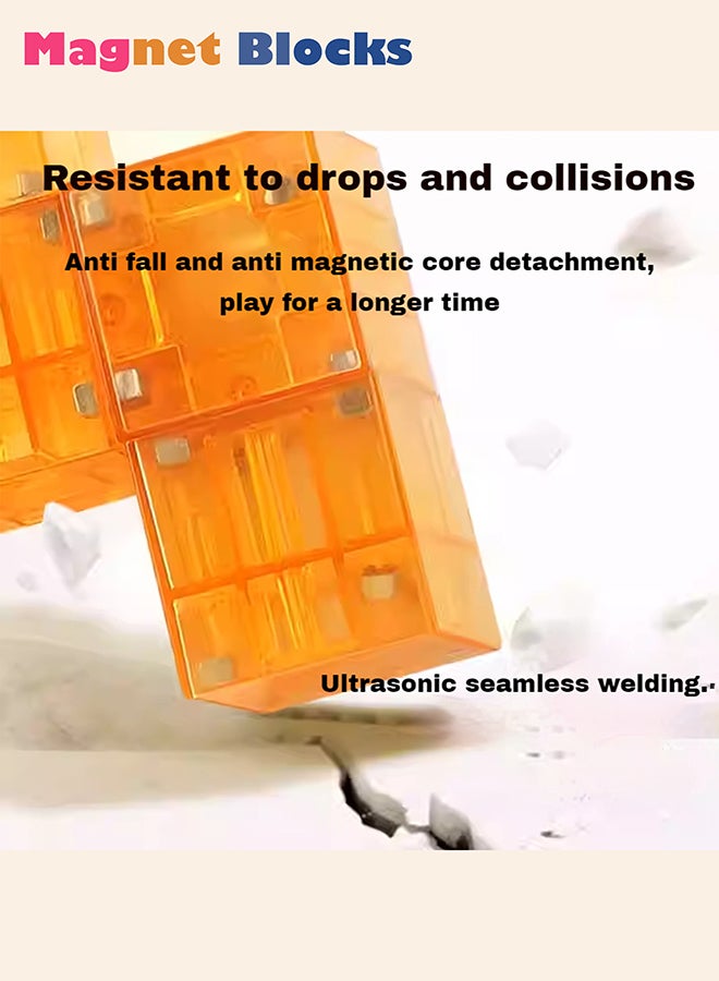DEZHI 32 قطعة كتلة مغناطيسية ملونة، تصميم حواف مدورة، لمسة سلسة، دعم التجميع الحر، قادرة على تجميع أشكال متنوعة مثل الحيوانات والمنازل، تمرين حس الأطفال للفضاء ثلاثي الأبعاد. - Image 3