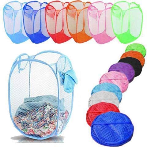 Kitchwish Nylon Mesh Laundry Basket 20 Ltr Sky Blue Pack of 3 - Image 2