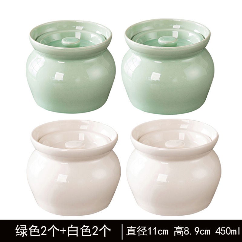 Ceramic Stew Pot For Stew In Water Household Bird'S Nest Special Steaming Pot With Lid For One Person Soup Stew Pot Bowl Tucker Small Soup Pot - Image 1