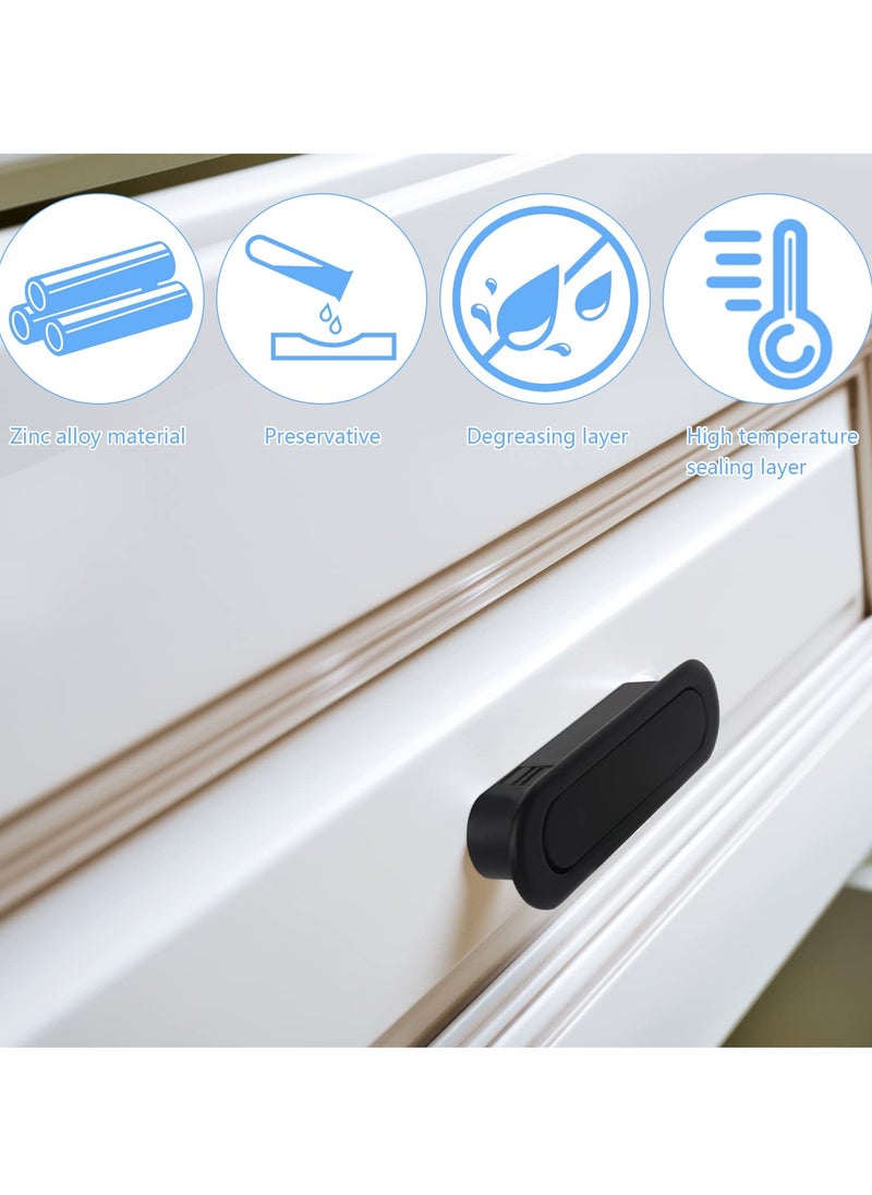 SYOSI - Door Handles Pull Push Door knobs Edge Pull Pocket Door Handle  Durable Zinc Alloy Furniture Handle with Embedded Buckle for Closet Cabinets Drawers with 4 Screws Black/2 Pack - Image 1