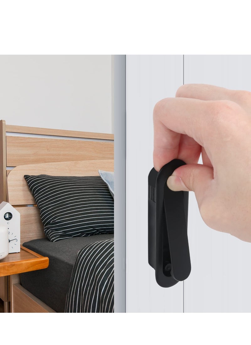 SYOSI - Door Handles Pull Push Door knobs Edge Pull Pocket Door Handle  Durable Zinc Alloy Furniture Handle with Embedded Buckle for Closet Cabinets Drawers with 4 Screws Black/2 Pack - Image 1