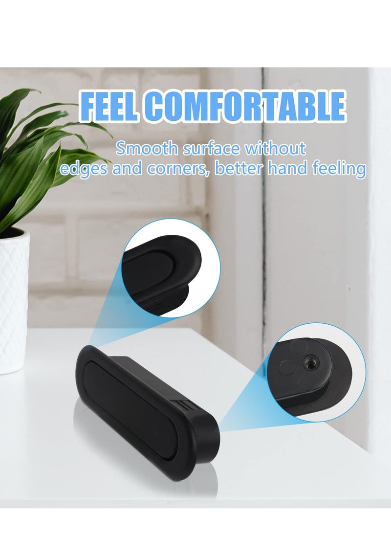 SYOSI - Door Handles Pull Push Door knobs Edge Pull Pocket Door Handle  Durable Zinc Alloy Furniture Handle with Embedded Buckle for Closet Cabinets Drawers with 4 Screws Black/2 Pack - Image 1