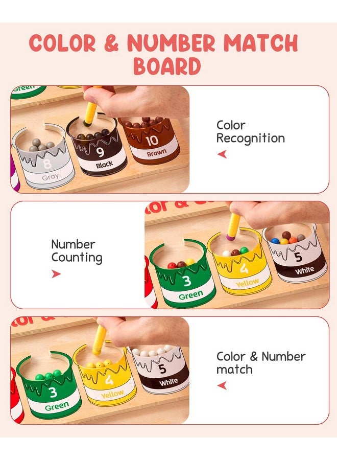GAMENOTE Magnetic Color and Number Maze - Educational Fine Motor Skills Toys for Boys Girls 3 4 5 Years Old, Wooden Color Matching Learning Counting Toddler Puzzle Board - Image 4