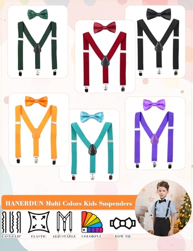 Hanerdun Kids Suspender Bowtie Sets Adjustable Suspender With Bow Ties Gift Idea For Boys And Girls, Green, One Size - Image 2