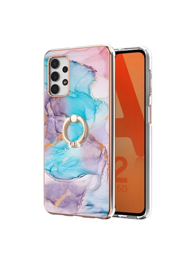 Case Cover For Samsung Galaxy A53 5G Electroplating IMD TPU Phone Case with Ring(Blue Marble)