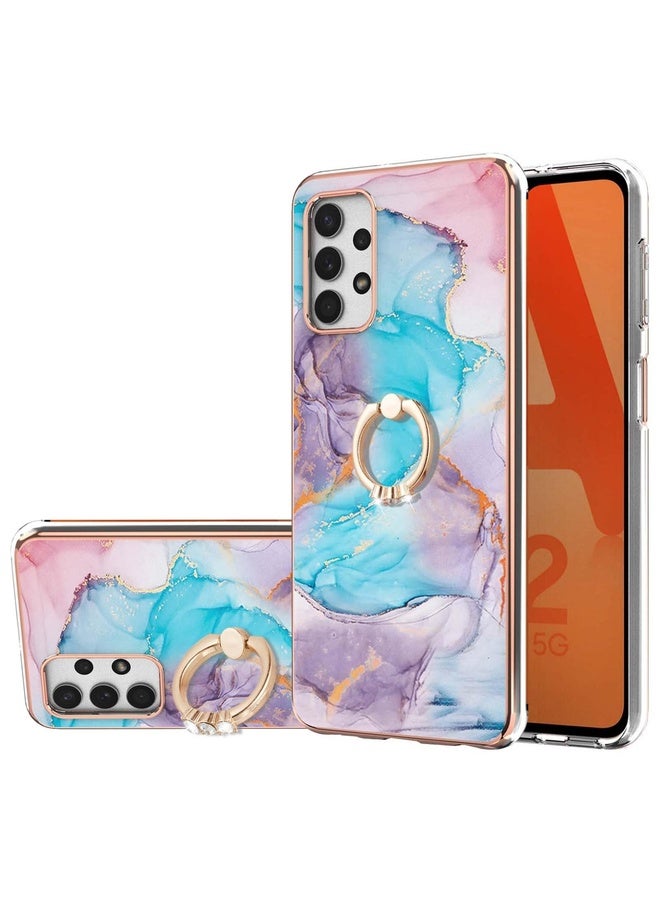 Case Cover For Samsung Galaxy A53 5G Electroplating IMD TPU Phone Case with Ring(Blue Marble)