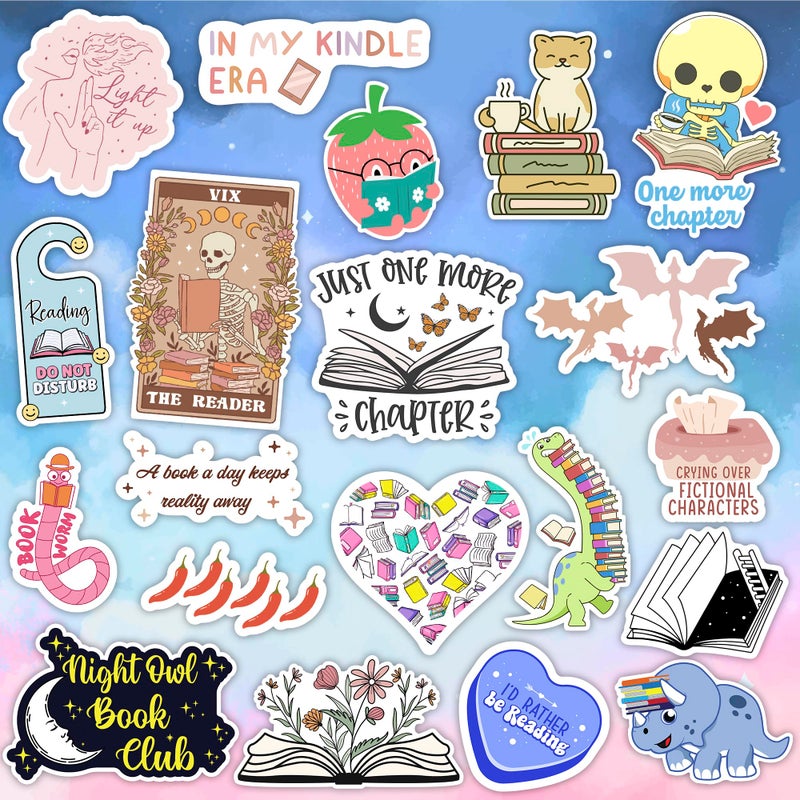 Debinolo 100 PCS Book Stickers for Kindle, Bookish Sticker Pack for IPAD, Laptop, Ebook Readers Cute Booktok Vinyl Decals Water Bottle Girls Holographic Waterproof - Image 2