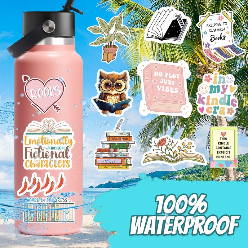 Debinolo 100 PCS Book Stickers for Kindle, Bookish Sticker Pack for IPAD, Laptop, Ebook Readers Cute Booktok Vinyl Decals Water Bottle Girls Holographic Waterproof - Image 4