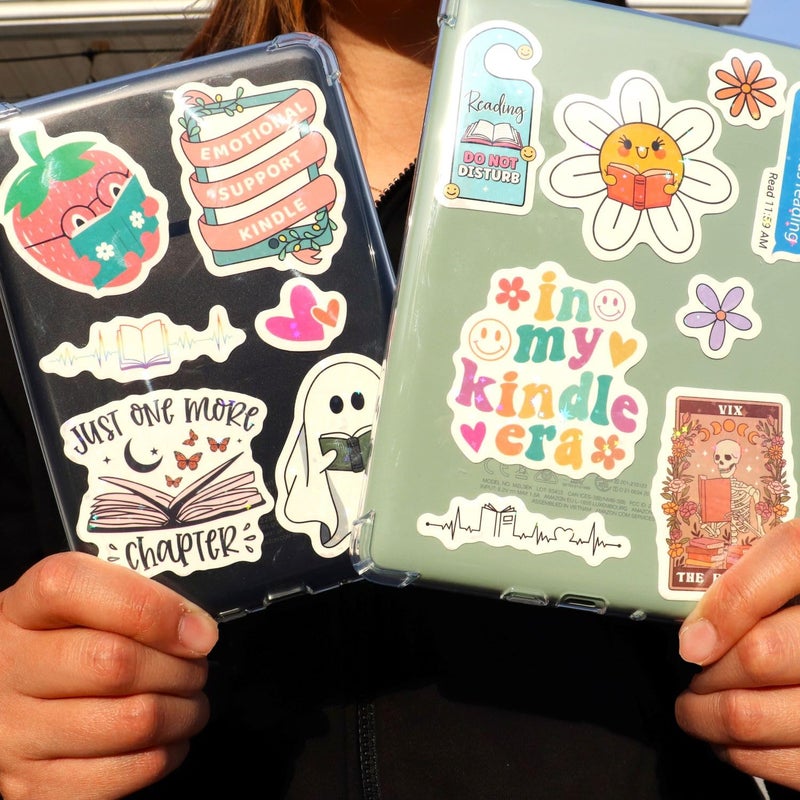 Debinolo 100 PCS Book Stickers for Kindle, Bookish Sticker Pack for IPAD, Laptop, Ebook Readers Cute Booktok Vinyl Decals Water Bottle Girls Holographic Waterproof - Image 3