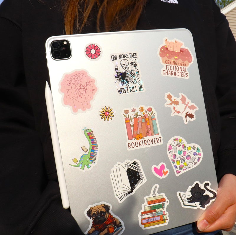 Debinolo 100 PCS Book Stickers for Kindle, Bookish Sticker Pack for IPAD, Laptop, Ebook Readers Cute Booktok Vinyl Decals Water Bottle Girls Holographic Waterproof - Image 5