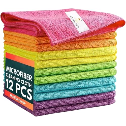Showstopper Microfiber Cleaning Cloth | 12 Pack | Kitchen Cleaning Cloths and Wipes | Dusting Cloth for Home Cleaning | Home Essentials Products | 40cm X 40cm | 6, Assorted - Image 1
