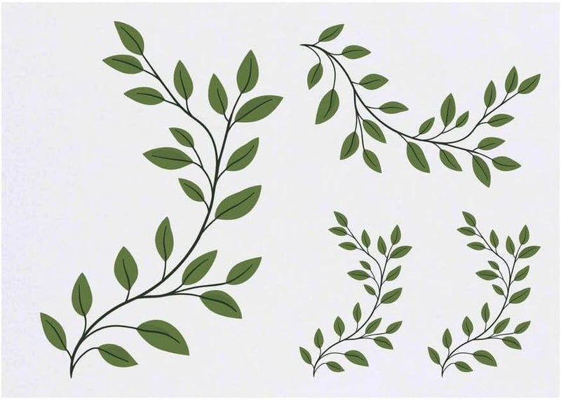 4 x Greek Green Leaf Branch Temporary Tattoos Water Resistant SkinSafe NonToxic Transfers Mixed Sizes TO00083508