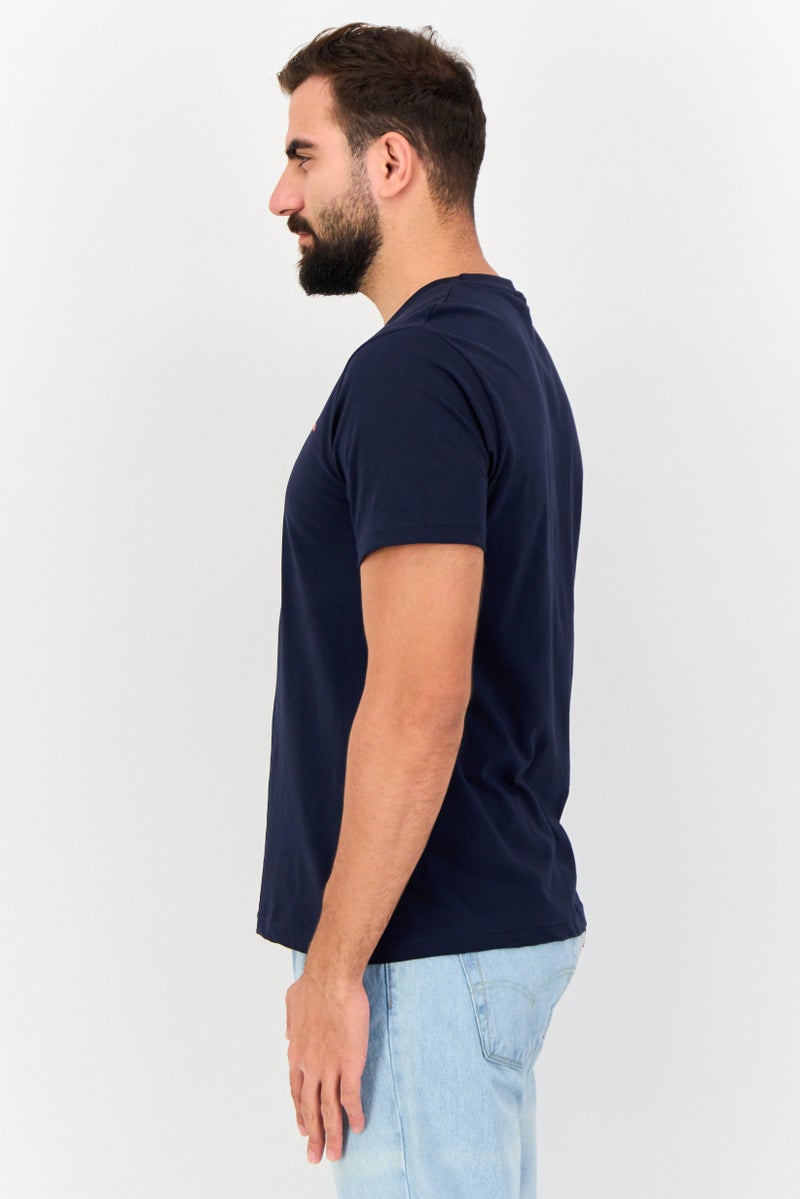 NAUTICA Men Crew Neck Short Sleeves Brand Logo Print T-Shirt, Navy - Image 2