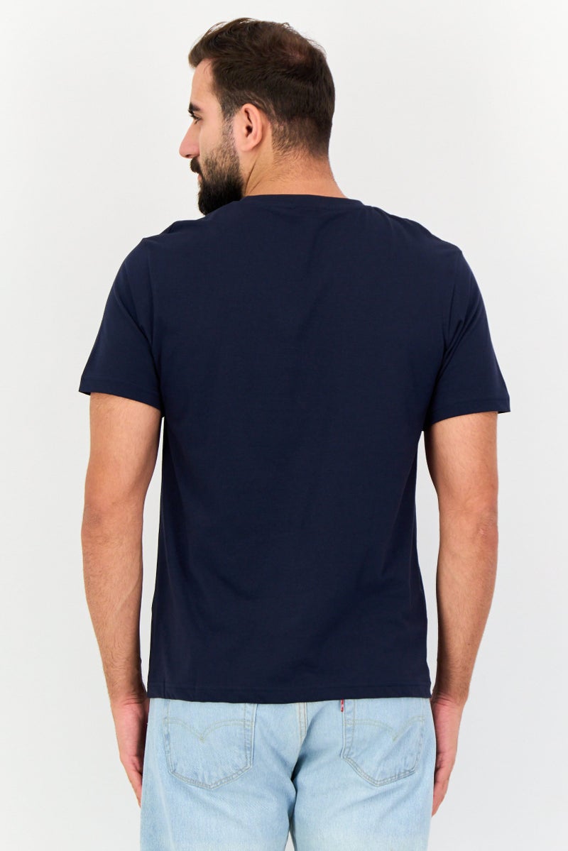 NAUTICA Men Crew Neck Short Sleeves Brand Logo Print T-Shirt, Navy - Image 3
