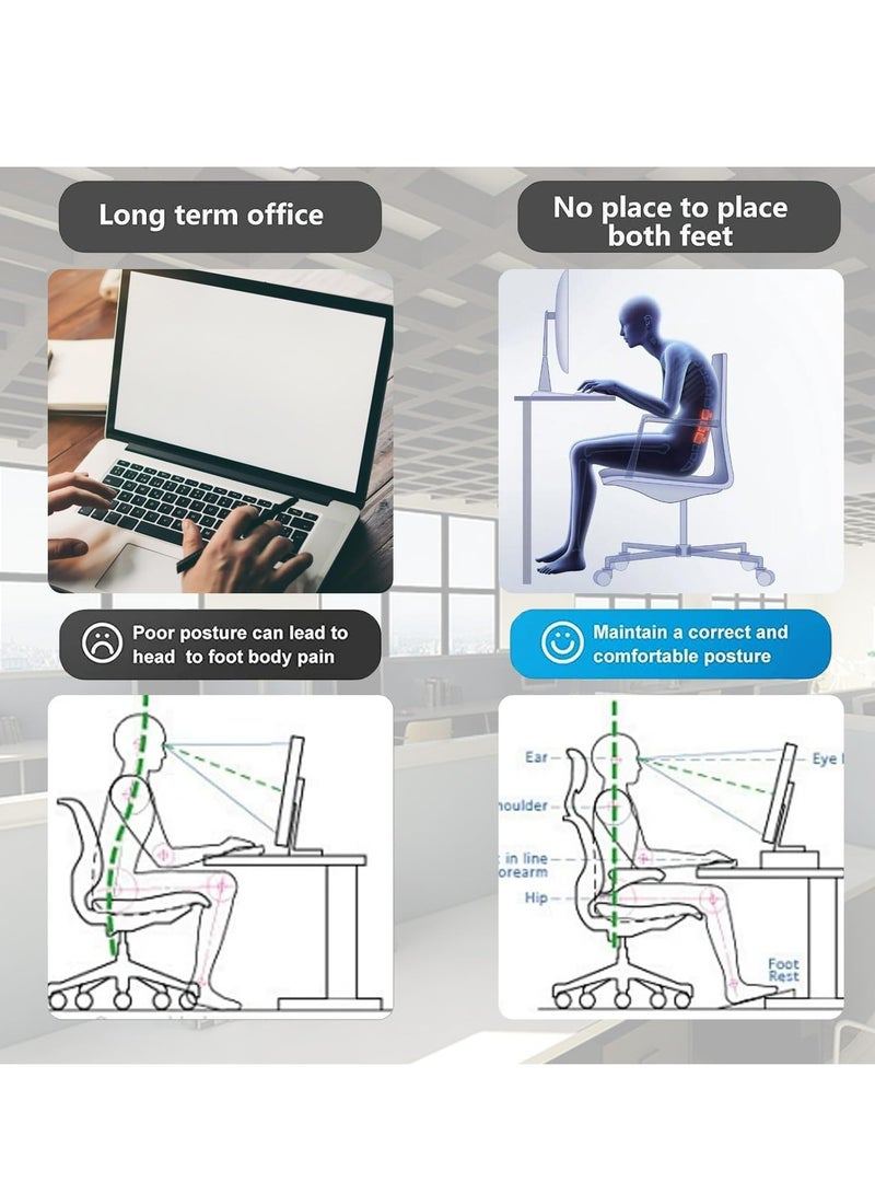 Joyelink Ergonomic Footrest, Comfort Under Desk Foot Support, 6-Position Multi-angle Adjustable Foot Pedal, Ergonomic Posture Support, with Foot Massage Roller，Footrest for Office and Home (Black) - Image 2