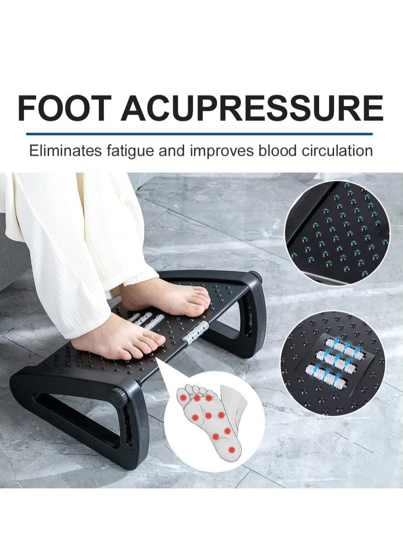 Joyelink Ergonomic Footrest, Comfort Under Desk Foot Support, 6-Position Multi-angle Adjustable Foot Pedal, Ergonomic Posture Support, with Foot Massage Roller，Footrest for Office and Home (Black) - Image 3