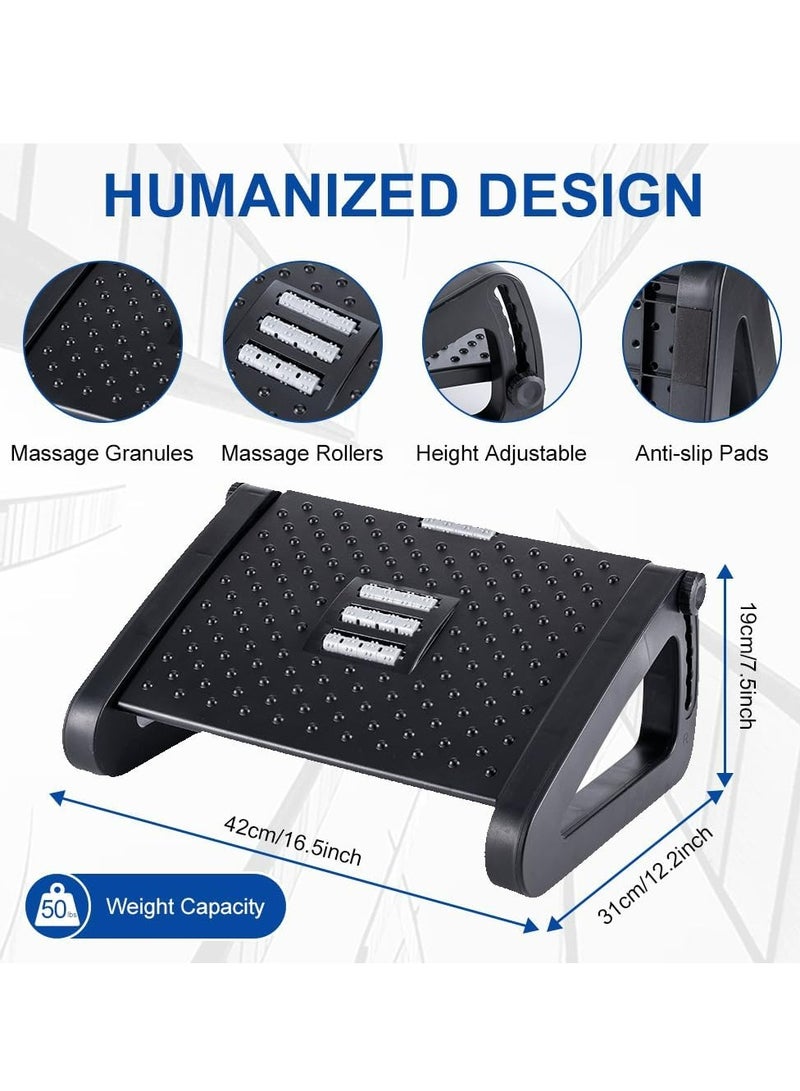 Joyelink Ergonomic Footrest, Comfort Under Desk Foot Support, 6-Position Multi-angle Adjustable Foot Pedal, Ergonomic Posture Support, with Foot Massage Roller，Footrest for Office and Home (Black) - Image 5