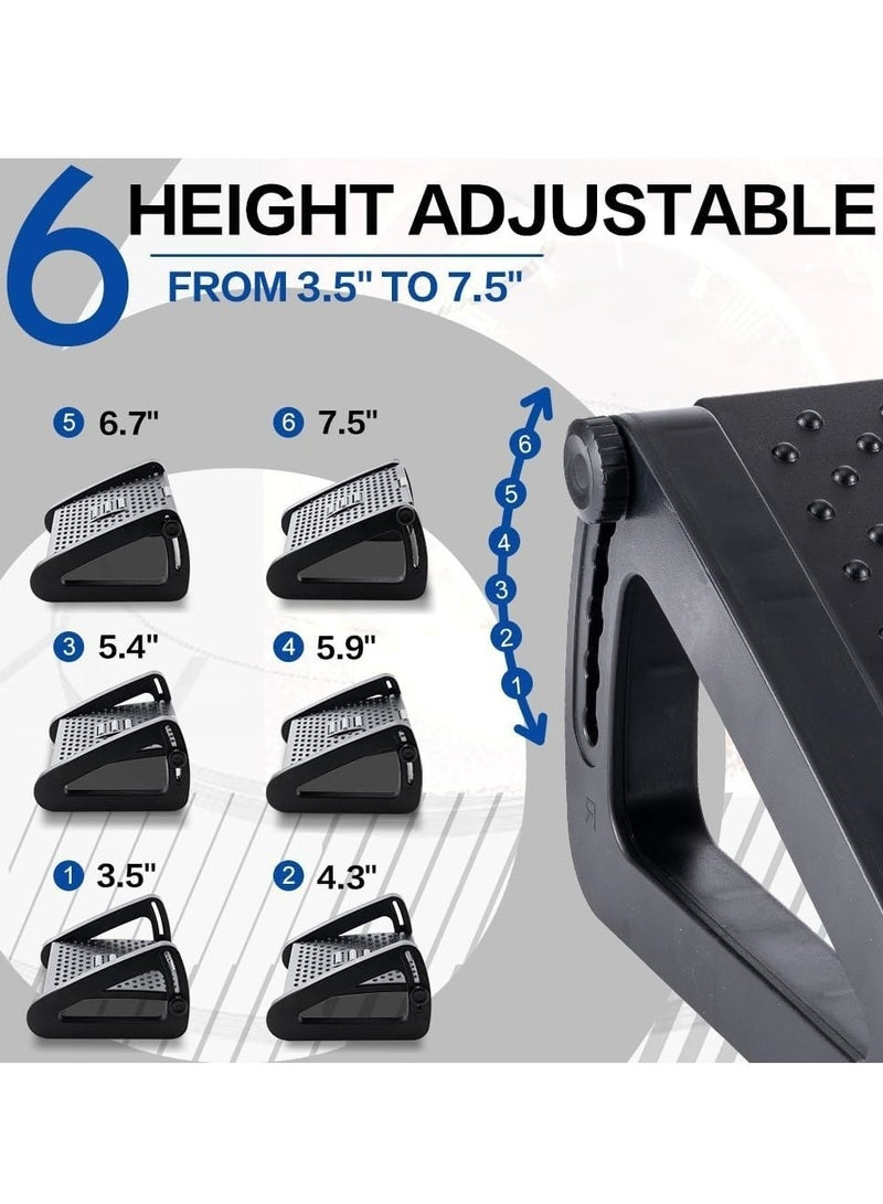 Joyelink Ergonomic Footrest, Comfort Under Desk Foot Support, 6-Position Multi-angle Adjustable Foot Pedal, Ergonomic Posture Support, with Foot Massage Roller，Footrest for Office and Home (Black) - Image 4