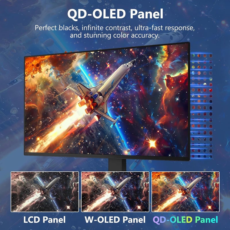 Z Z-Edge شاشة ألعاب OLED من Z-EDGE INFINYX بحجم 27 بوصة بدقة 2K، معدل تحديث 240 هرتز، زمن استجابة منخفض جدًا (0.03 مللي ثانية)، دقة QHD (2560 * 1440P)، منافذ HDMI وDP، منفذ صوت واحد، نسبة تباين عالية (1.5:1)، تتوافق مع أجهزة PS5 وXbox والاستخدامات المكتبية: X27 - Image 2