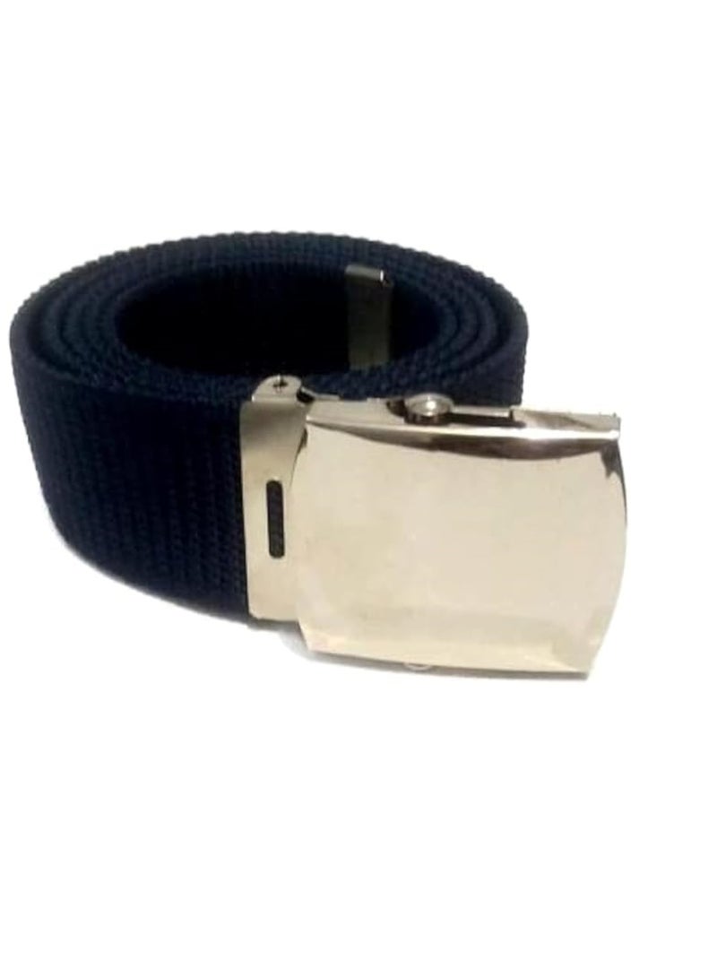 Durable Blue Canvas Belt With Silver Metal Buckle, Ideal For Everyday Application - Image 1