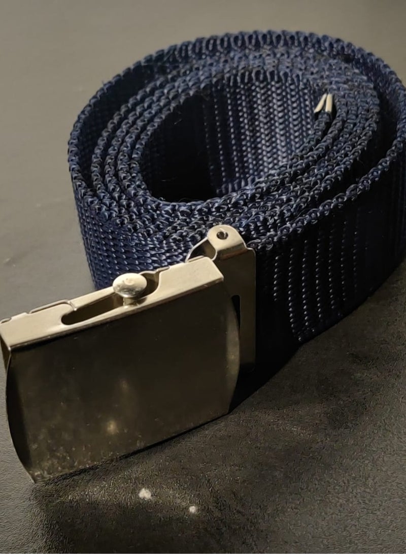 Durable Blue Canvas Belt With Silver Metal Buckle, Ideal For Everyday Application - Image 2