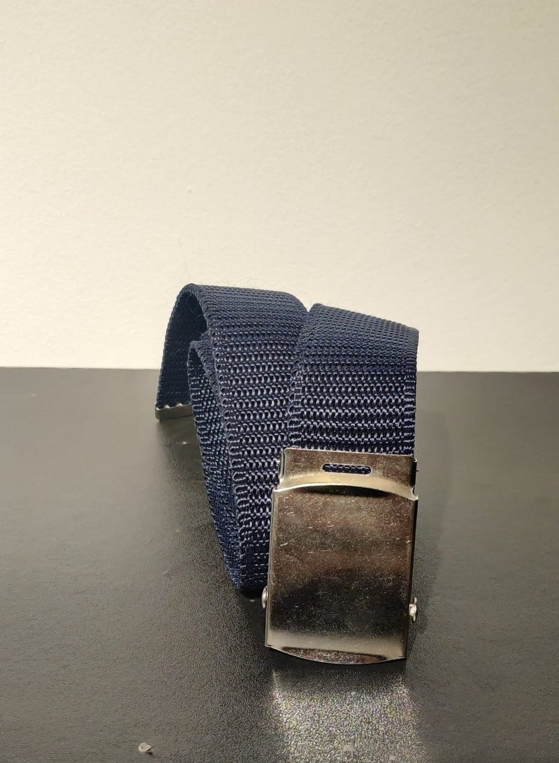 Durable Blue Canvas Belt With Silver Metal Buckle, Ideal For Everyday Application - Image 4