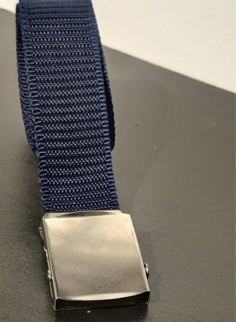 Durable Blue Canvas Belt With Silver Metal Buckle, Ideal For Everyday Application - Image 3