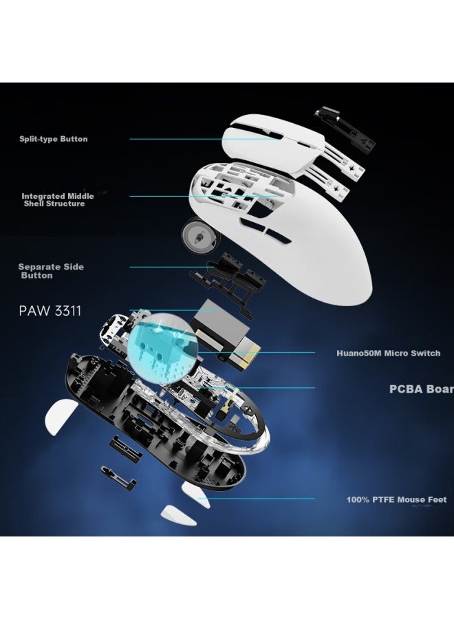 Thunderobot Ml7 Advanced Lightweight Wireless Gaming Office Mouse Wired/2.4g/bluetooth Triple Mode Connection Paw3311 Ergonomic Holeless Design Metal Paint Grey - Image 4