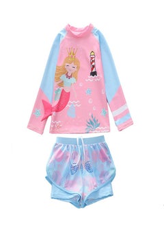Loquat Girls' Split Body Long Sleeved Swimsuit Multicolour C  - Image 1