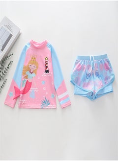 Loquat Girls' Split Body Long Sleeved Swimsuit Multicolour C  - Image 3