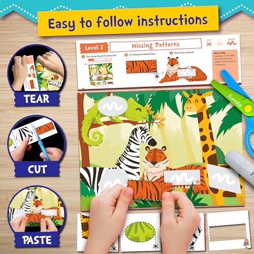 Funcils Toddler Scissor Skills - Art Supplies & Crafts Kit for Kids, Safety Scissors, Fine Motor Toys, Montessori Gifts for Boys & Girls Ages 3, 4, 5, 6, 7 Year Old, Preschool Learning Activity Books - Image 4